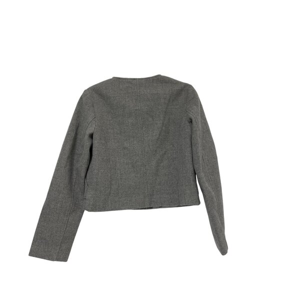 Zara Womens Jacket Blazer S Small Gray Round Neck Gold Button 3046/020 NWT - Picture 2 of 16